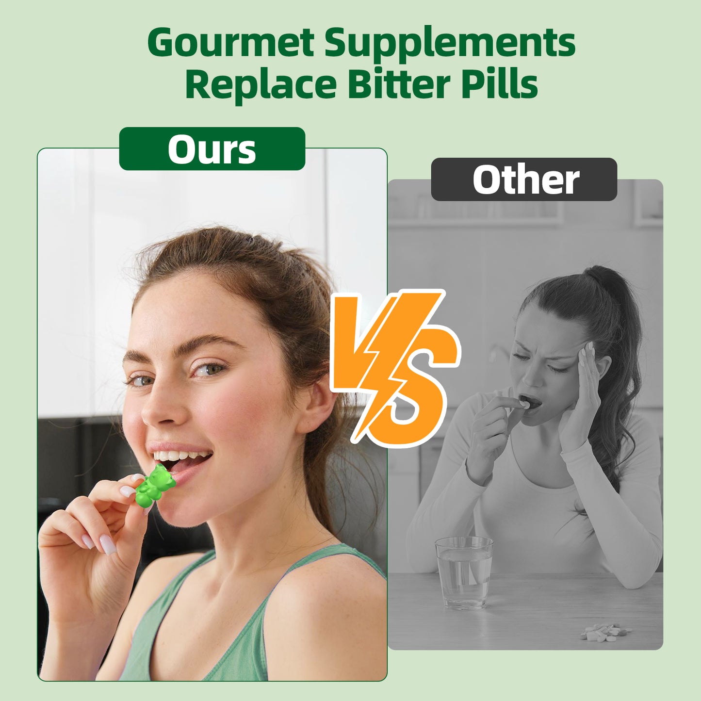 Multivitamin Super Greens Gummies - Daily Vegan Gummy Vitamins for Women, Apple Flavor | Organic Greens Blend with Vitamin C, Turmeric, Zinc, Immune Support, Energy Booster, Metabolism | 60 Count